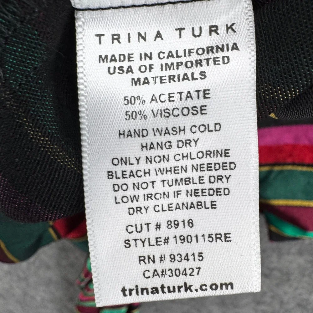 TRINA TURK Women On the Rocks Stripe Boat Neck Top Size S Red Pink Holiday Party - Picture 4 of 12